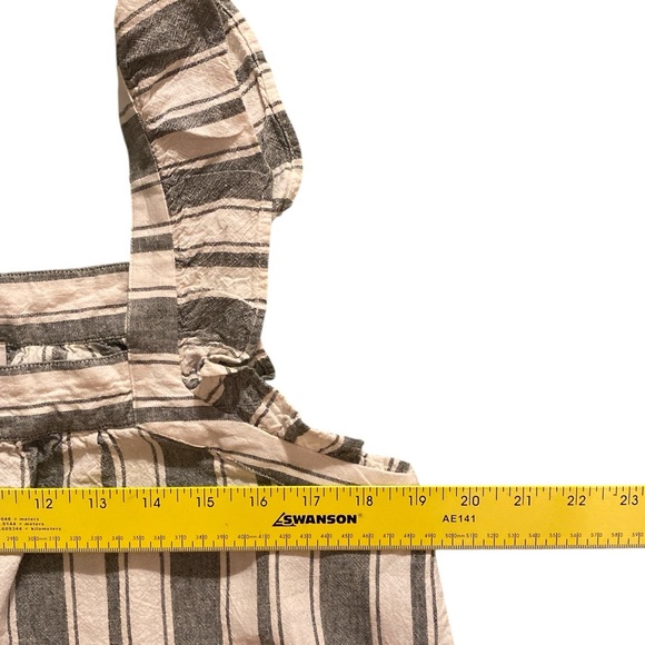LOFT Grey Cream Linen Blend Ruffle Shoulder Tank Top. Cottagecore Feminine -‎ M - Picture 7 of 8